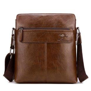 Faux Leather Shoulder Bag Long Wallet Crossbody Bag Men's Bag - dark brown