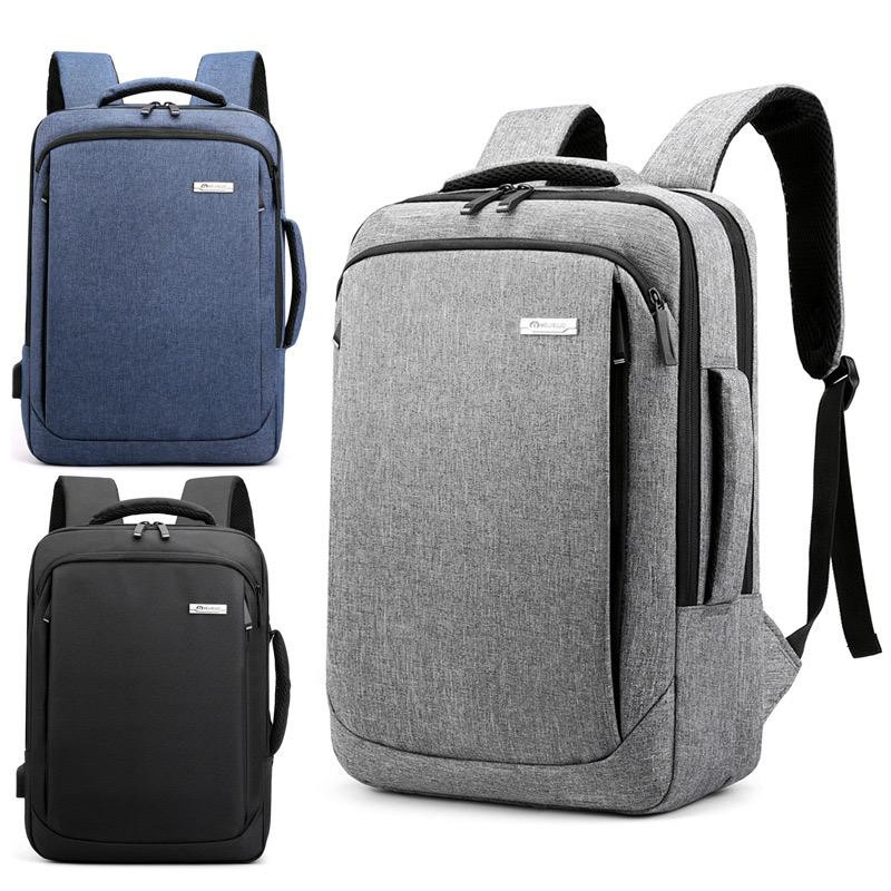 2 Handle USB Port Business Backpacks Office Computer Laptop Backpack - black