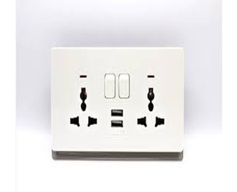 SOCKET 2GANG 13A UN USB TD 5213-UN-UB-IV