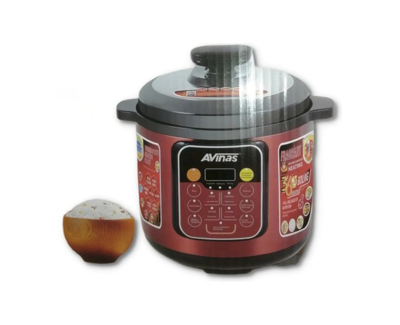 6L Electric Rice Pressure Cooker Saucepan Steamer-Maroon. Avinas