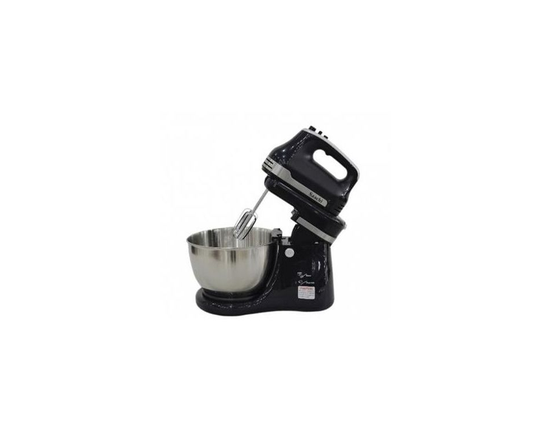 5 Speed Hand Mixer with Stand Mixer With Stainless Steel Bowl, Silver. Saachi