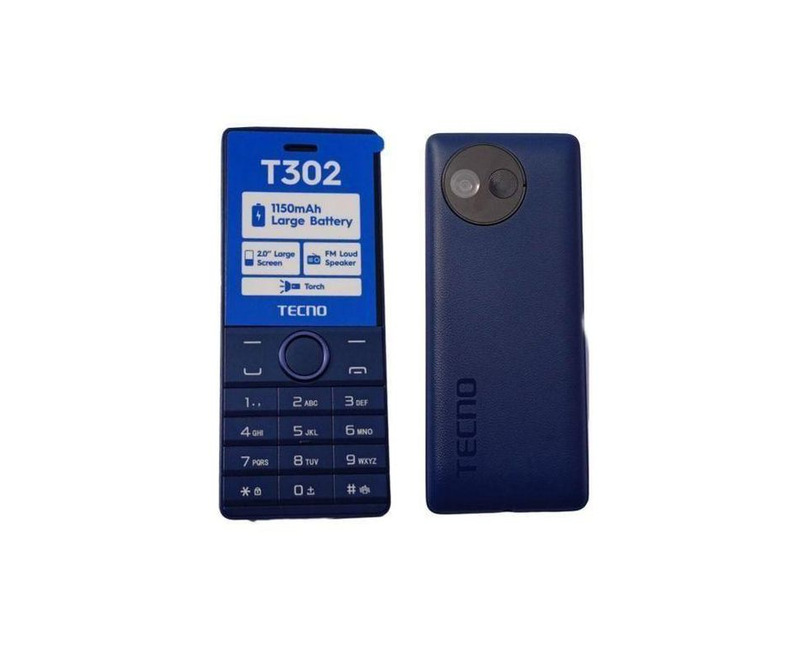 Tecno T302 Dual Sim FM Loud Speaker 1150mAh Battery - Black
