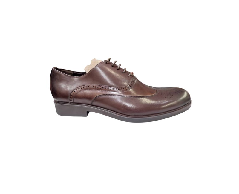 Faux Leather Lace-up Oxford Shoes - Brown