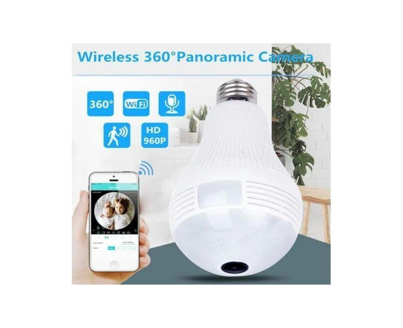 Home Security CCTV Spy Bulb Camera &Two Way Audio - White