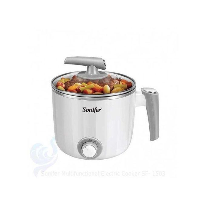 Sonifer 1.2L Single Portable Multifunctional Egg Boiler Soup Noodle Cooker Stainless Steel Multifunctional Electric Cooker Pot Saucepan- Multicolor