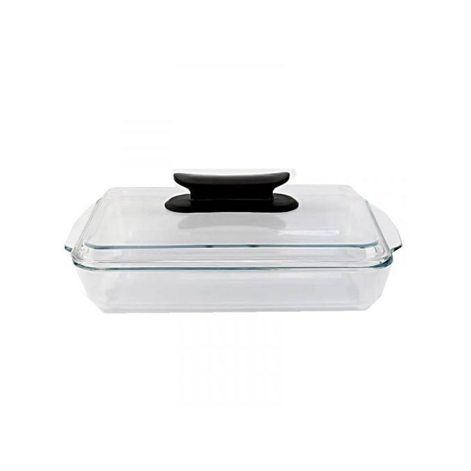 3 Litre Rectangle Microwaveable Tempered Glass Serving Dish-Colorless