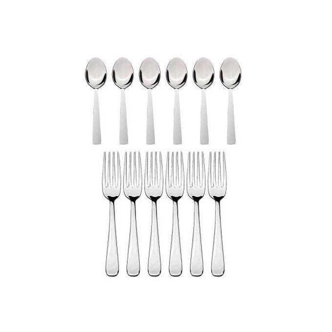12 Pieces Cutlery Set (6 Forks, 6 Spoons) - Silver