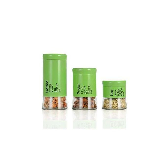 3 Piece Sugar Bowl Food Storage Tin Canister Set - Color