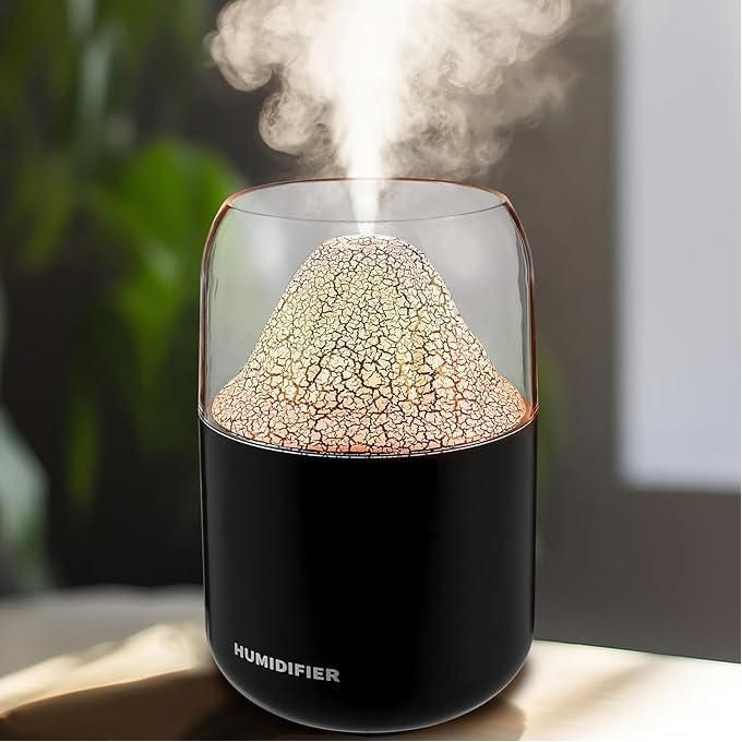 Essential Oil Diffuser, Unique Volcano Humidifier - Black.
