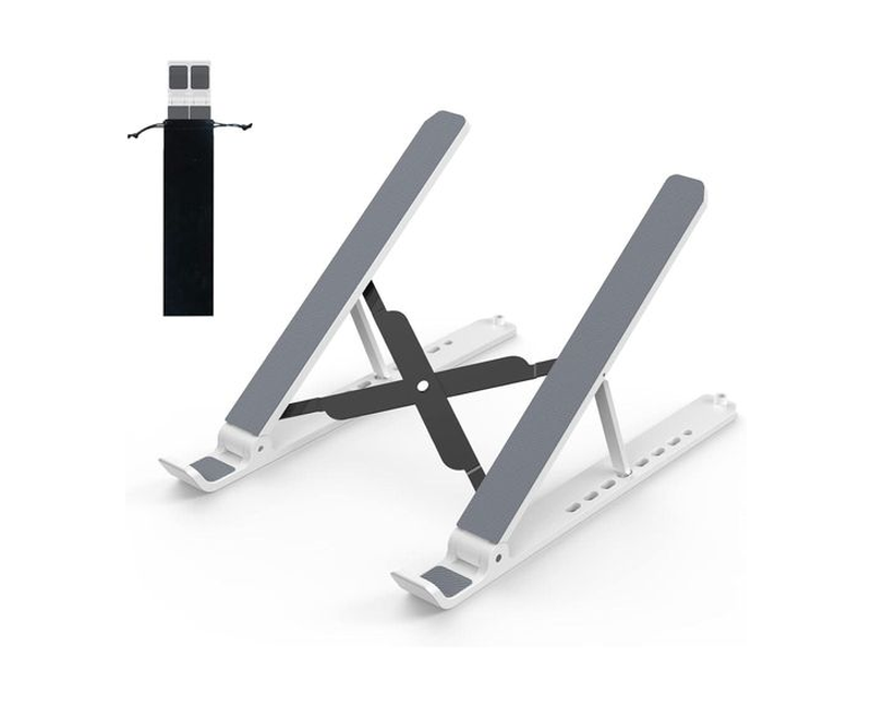 Laptop Stand for Desk, Adjustable Laptop Riser Foldable Portable Laptop Holder, Ventilated Cooling Notebook Stand for 10-15.6” Laptop,Tablet-White