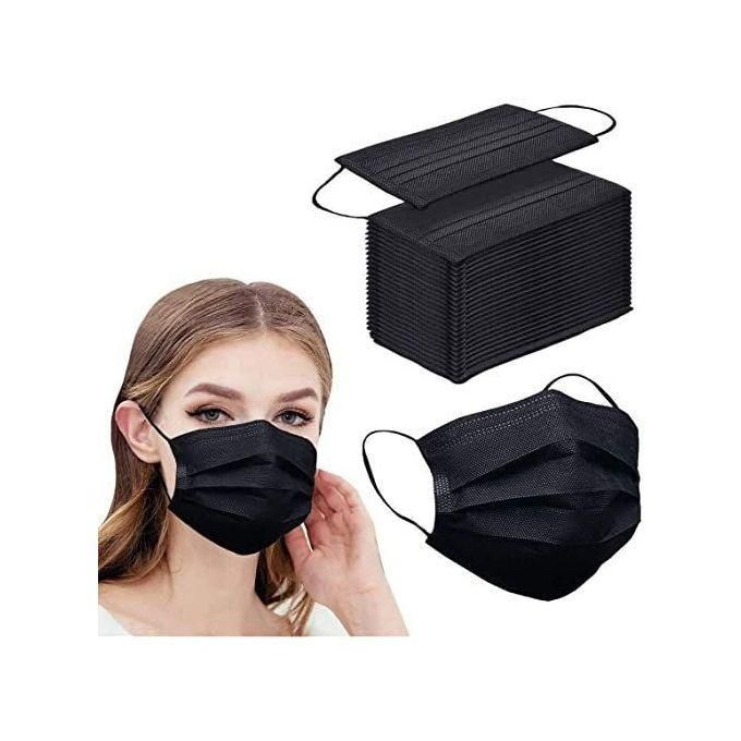 50 Pcs 3 Layer Disposable Face Mouth Masks  Black