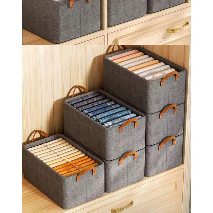 2 Pieces Basket for Storage with Metal Frame & Handle, Space Saver Wardrobe Bin Box Organizer