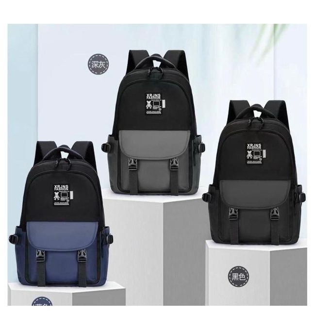 School Bag Backpack- Black/Grey