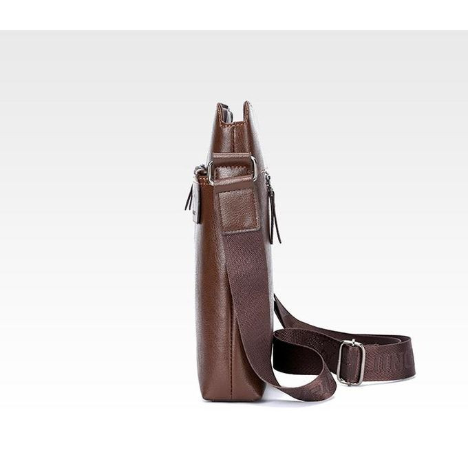 Faux Leather Messenger Bag Crossbody Bag Shoulder Bag - Brown/Dark Brown