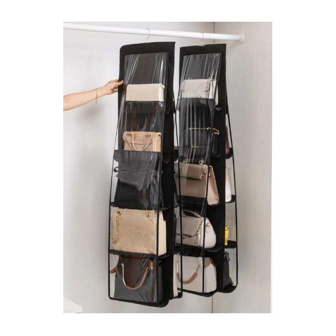2 Pieces 8 Pockets Handbag Storage Organizer, Purses, Scarves In Closet Bedroom