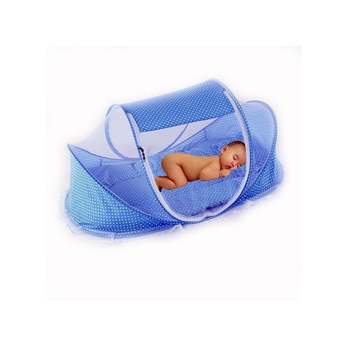 Portable Baby Travel Bed with Mosquito Net - Blue
