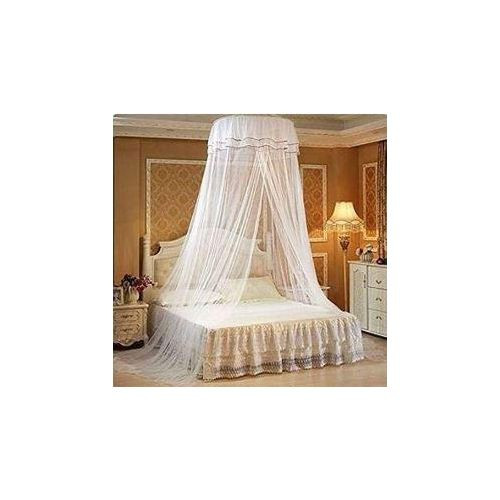 Round Mosquito Net With Adhesive Hook ,Screws Double Bed Top Design Variations - White