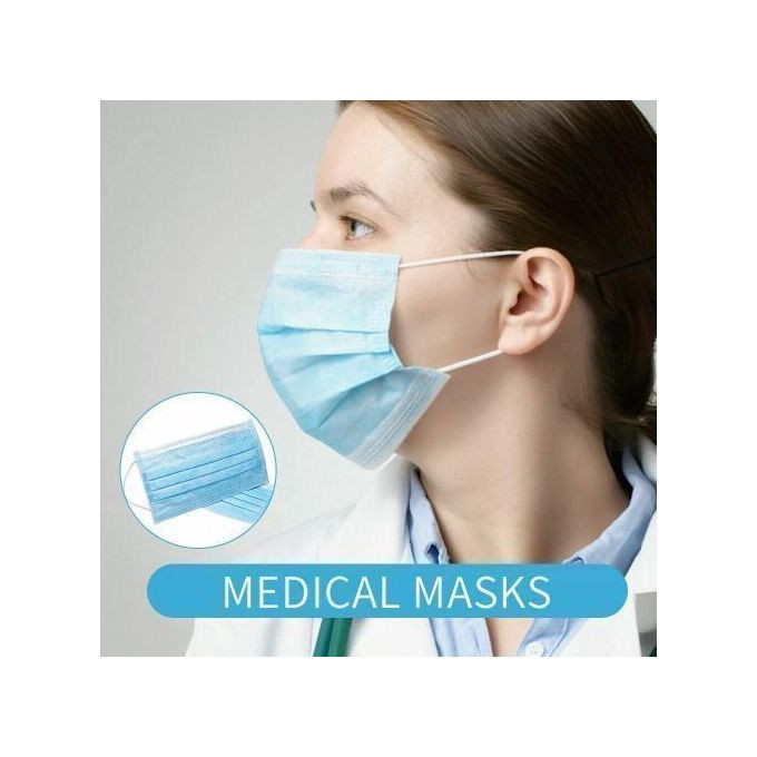 Nytil 50 Pc 3 Layer Disposable Protective Medical Face Masks With Filter - Blue