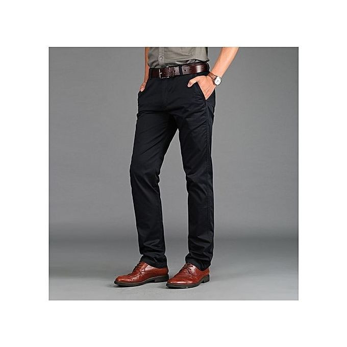 Men's Khaki Stretcher Trousers - Black