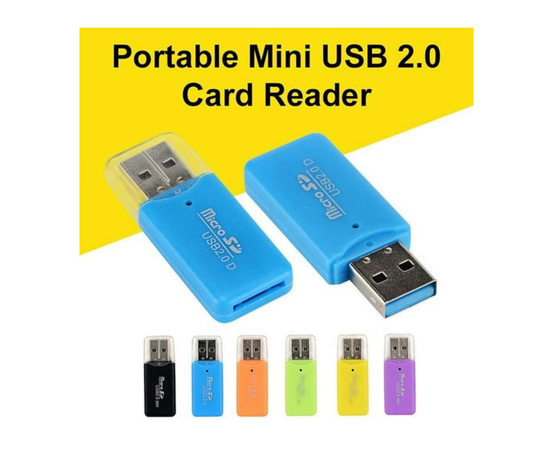 Mini Portable Micro SD USB 2.0 TF Memory Card Reader For PC Laptop Computer-White,Black,Blue,Orange