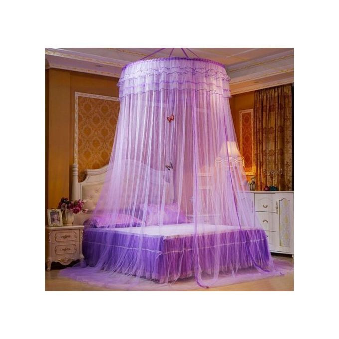 Round Top Hanging Mosquito Net -Purple Top Design May Vary  6*6.