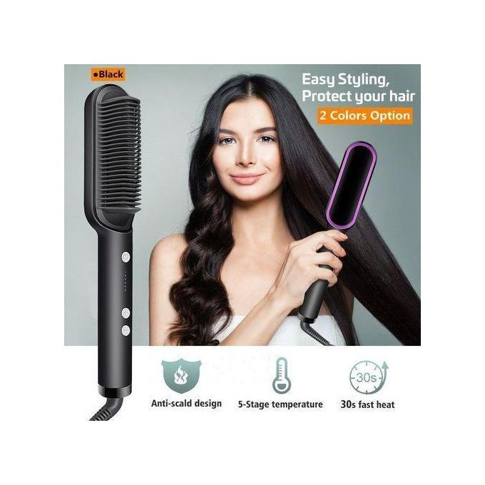 2 In 1 Hot-Air Hair Styling Comb Straightener Hair Brush - Colour May Vary
