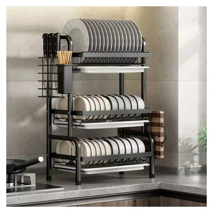 3 Tier Dish Rack Black