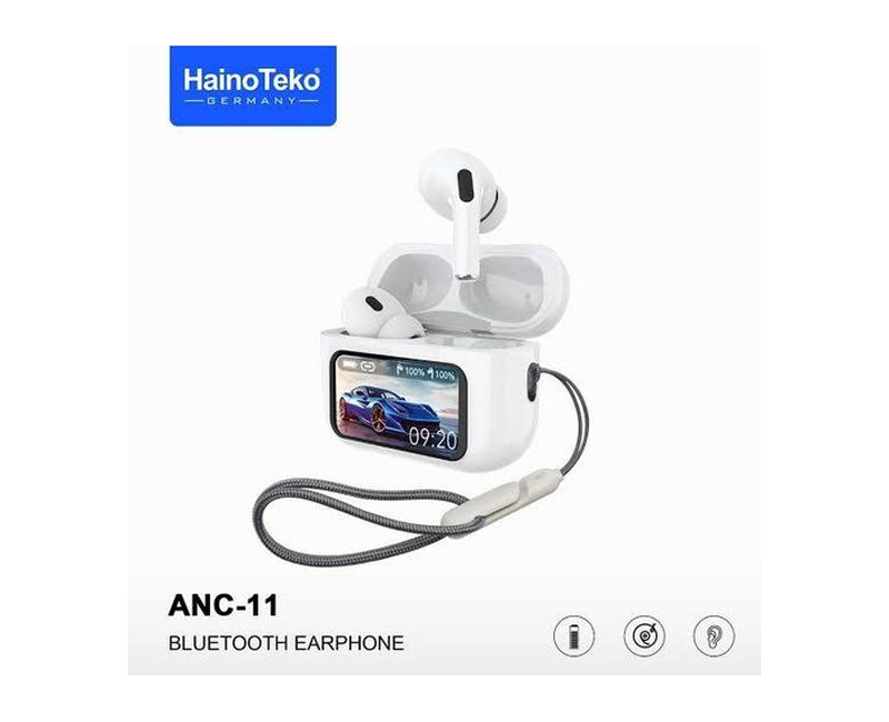 Haino Teko Germany Real ANC Bass Music With Screen Display & Super Clear Mic Wireless Version 5.4 35mAh Battery Capacity-White