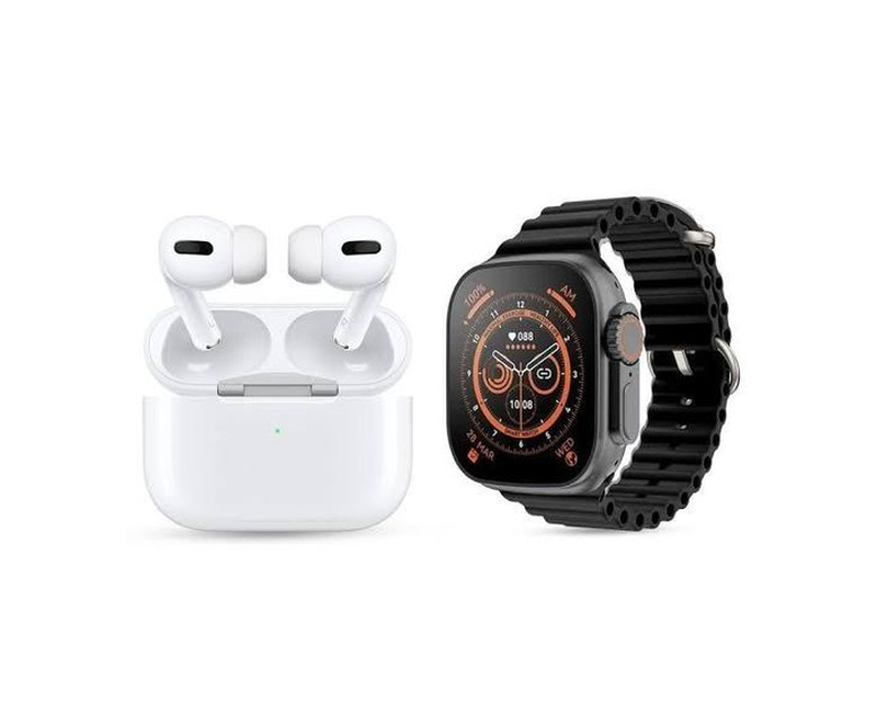 T800 Ultra Smartwatch With Free Bluetooth Airpods Tws Earphones(2pcs)-Multi Colour
