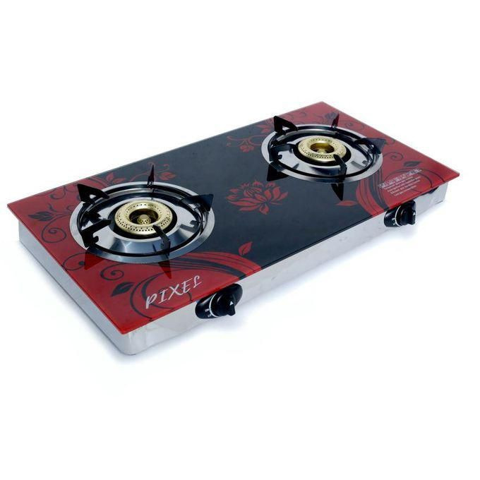 2 Burner Tempered Glass Gas Stove -Black