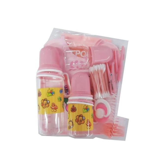 A Set Of Three Baby Bottles With Helpers - Pink