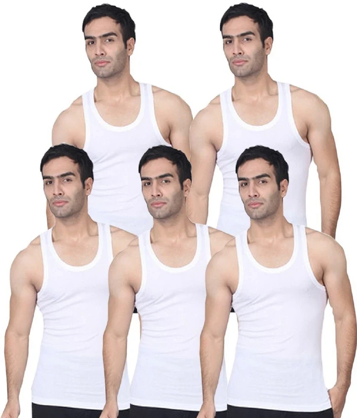 Men's Pure Cotton 3 Pack Vests - White /XXL