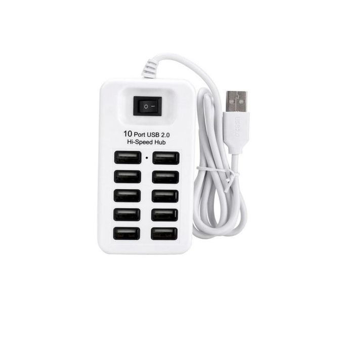 10-Ports USB 2.0 Hi-Speed Hub 10*USB 480Mbps-White/Black