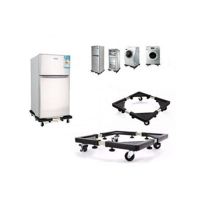 Adjustable Washing Machine And Fridge Stand Trolley,Black.