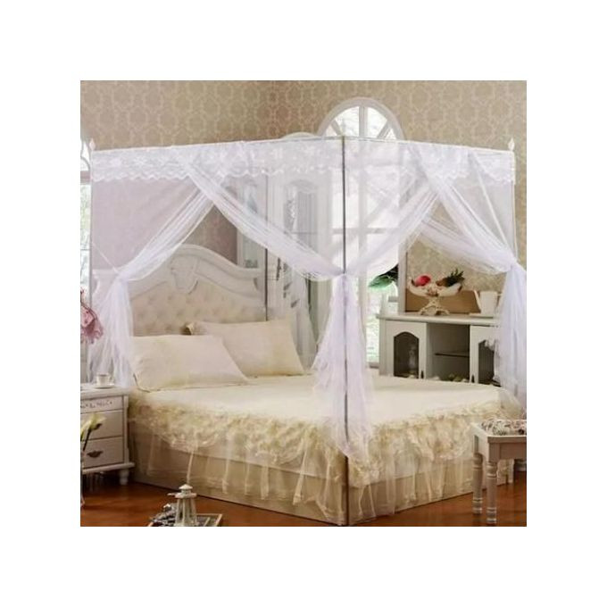 Mosquito Net 4 Stands - White Top Design May Vary /5x6 White