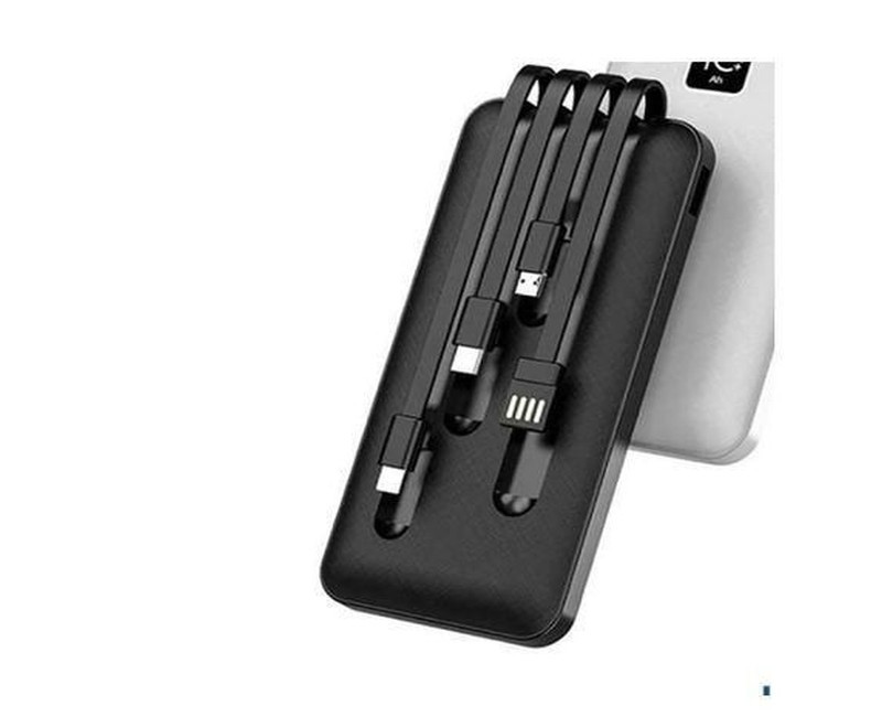 10000mAh 5 IN 1 Portable Power Bank Charger With Fast USB Cables-Black/White