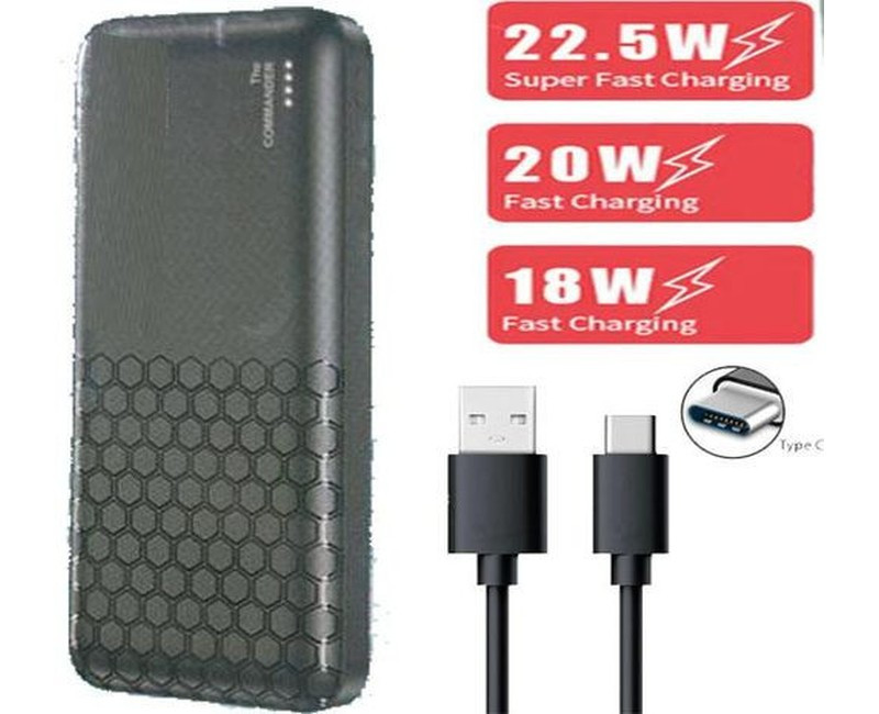 The Commander Power Bank with Fast USB Cables, 10000mAh -Black