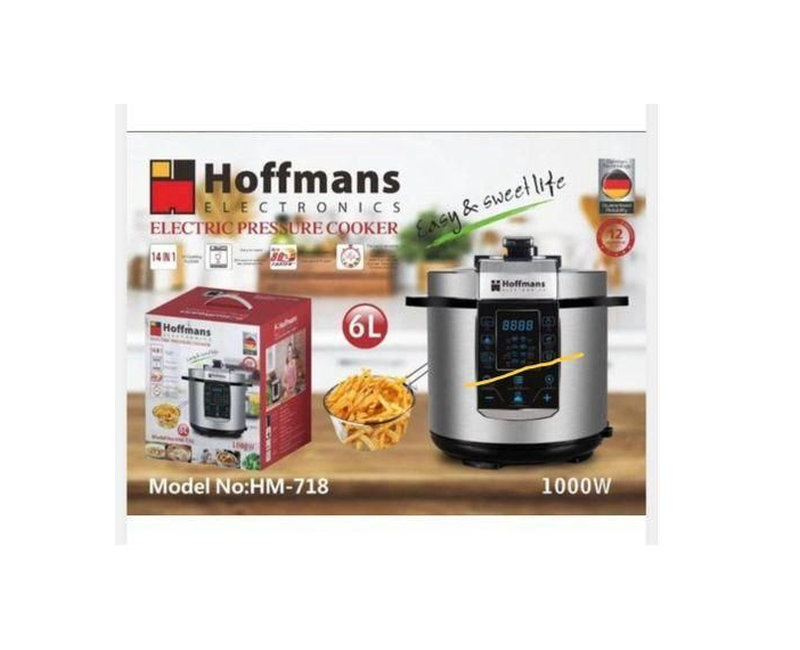 Hoffmans Electric Pressure Cooker 6L Fast Cooking - Silver