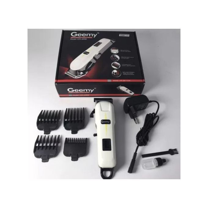 Geemy Cordless Rechargeable Saloon Hair Clipper Beard Shaver Hair Trimmer Shaving Machine - White, Black