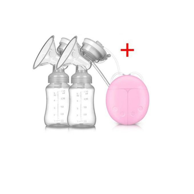 Double Electric Breast Pump With 2 Baby Milk Bottles - Color May Vary