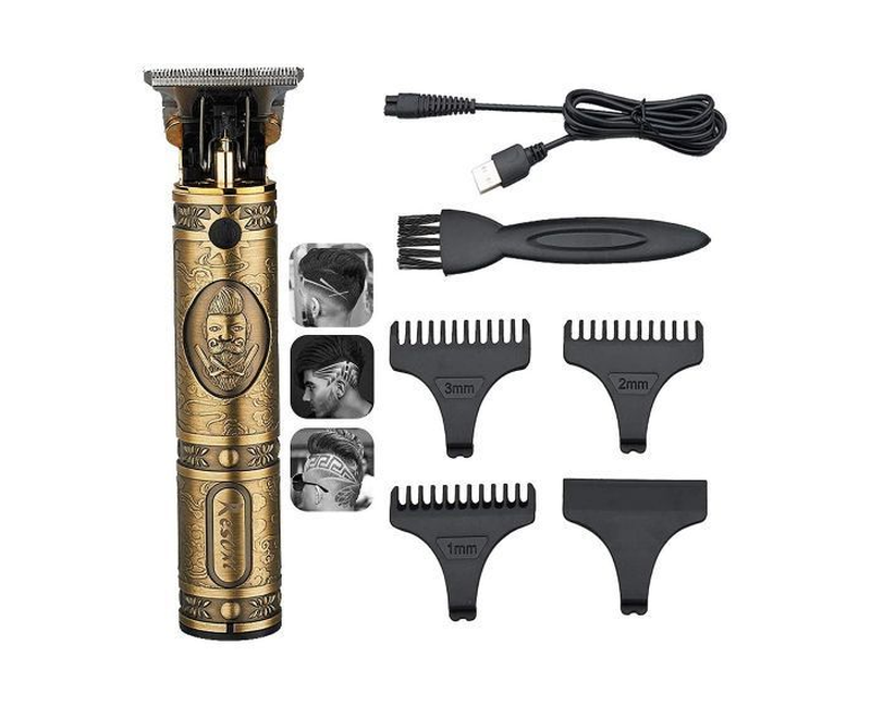 Professional Hair Clipper/Trimmer Grooming Rechargeable Cordless Cutting T-Blade - Gold