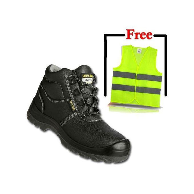 Jogger Safety Shoes Oil Resistant Boots + 1Free Reflector - Black