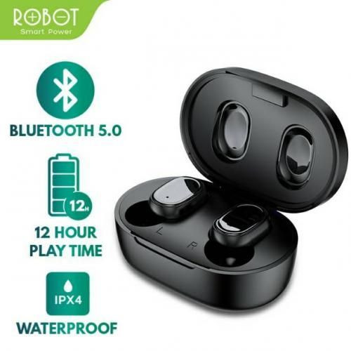 Robot Airbuds Bluetooth 5.0 TWS Powerfull Wireless T20 -Black