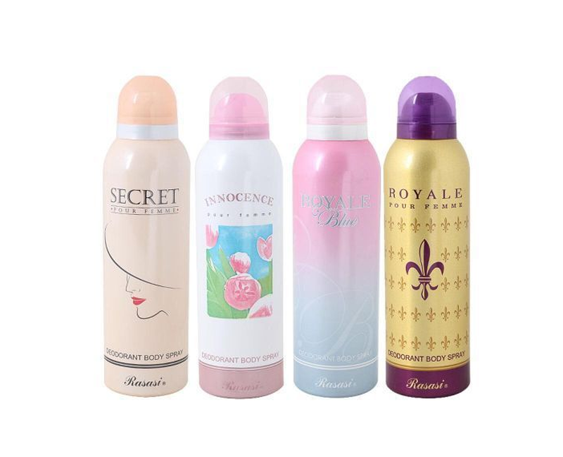 A Bundle Of 4 Deodorant Body Sprays,Secret ,Innocence, Royals Blue & Royals 200ml For Ladies - Multi-Colors