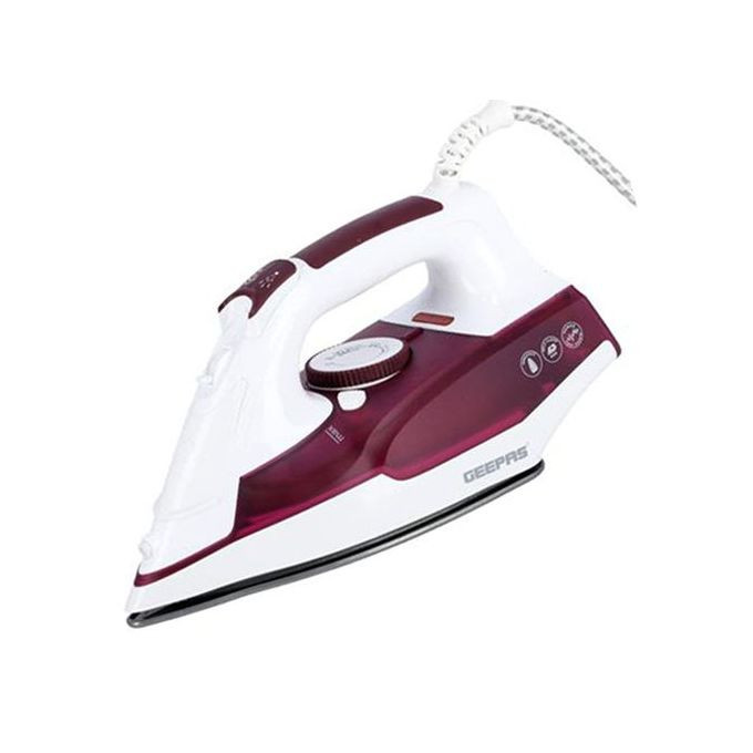 Geepas Steam Iron With Non-Stick Soleplate & 240ml Tank-Brown
