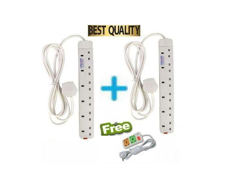 Power King 2 6 (six) Way Way Power Extension Cable - + GIFT