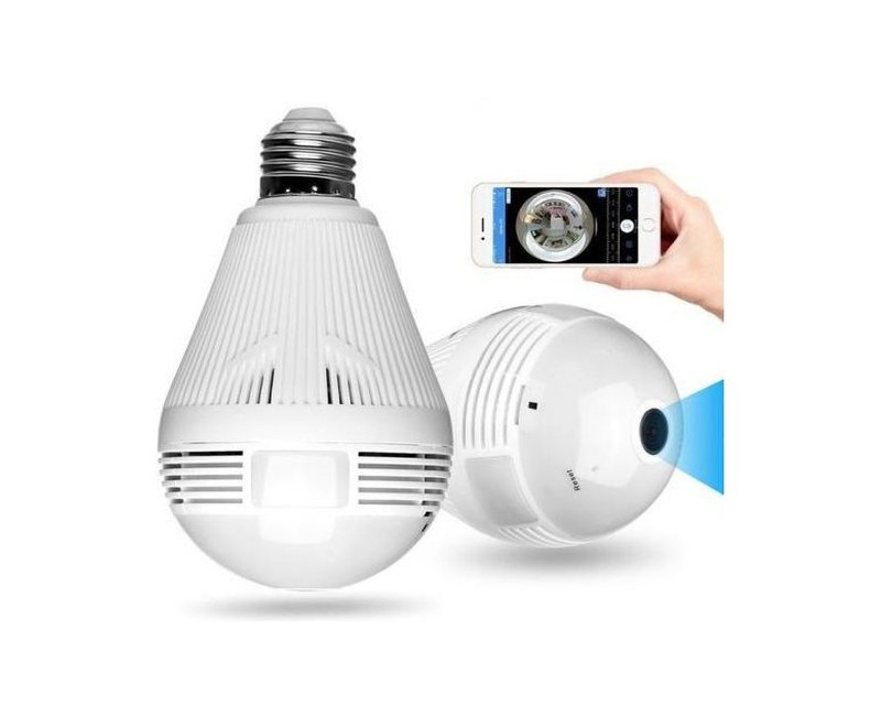 Wireless IP Wifi Panoramic Security CCTV Bulb Spy Camera Watch Your Home Full Time 360 Degrees - White......