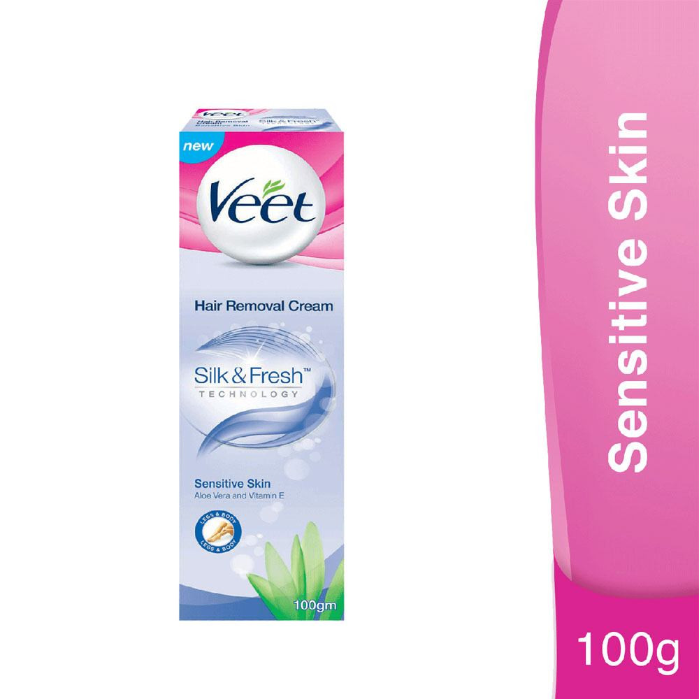 Veet Hair Removal Cream Silk & Fresh, 100ml - Blue.