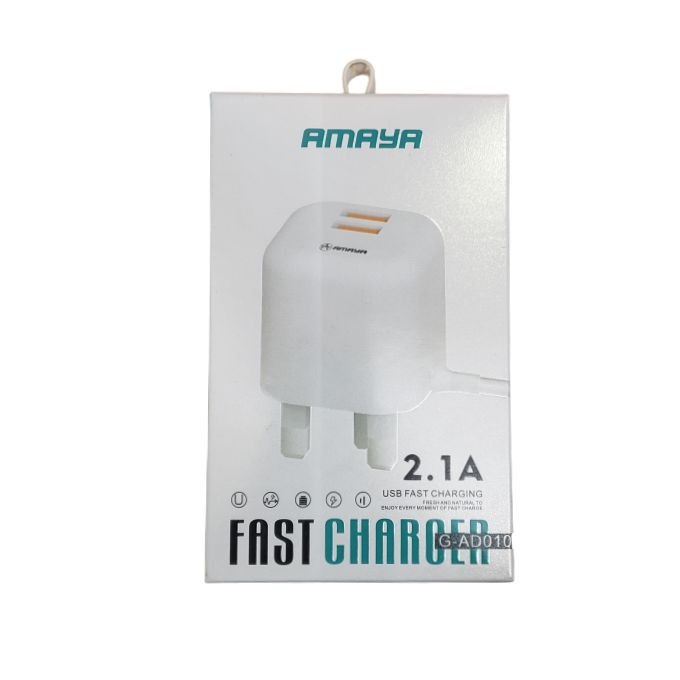 Amaya 2.1A 2ports Fast Charger - White