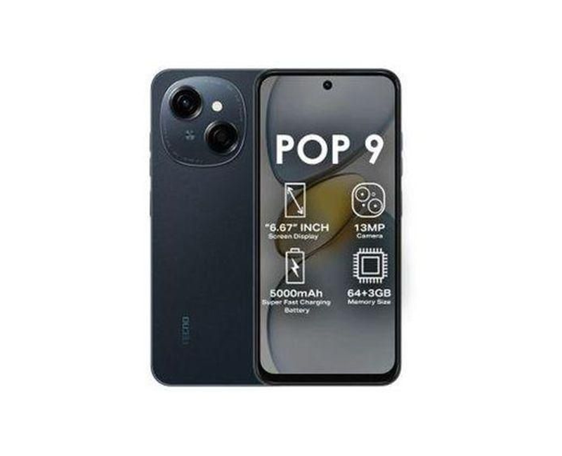 Tecno POP 9 - 6.67" 64GB ROM (3+3)GB RAM Extended 13MP 5000MAh - Black